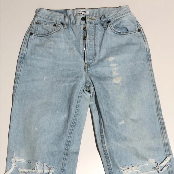 RE/DONE 90s High Rise Loose Jeans in Bleach Destroyed - Picture 3 of 9